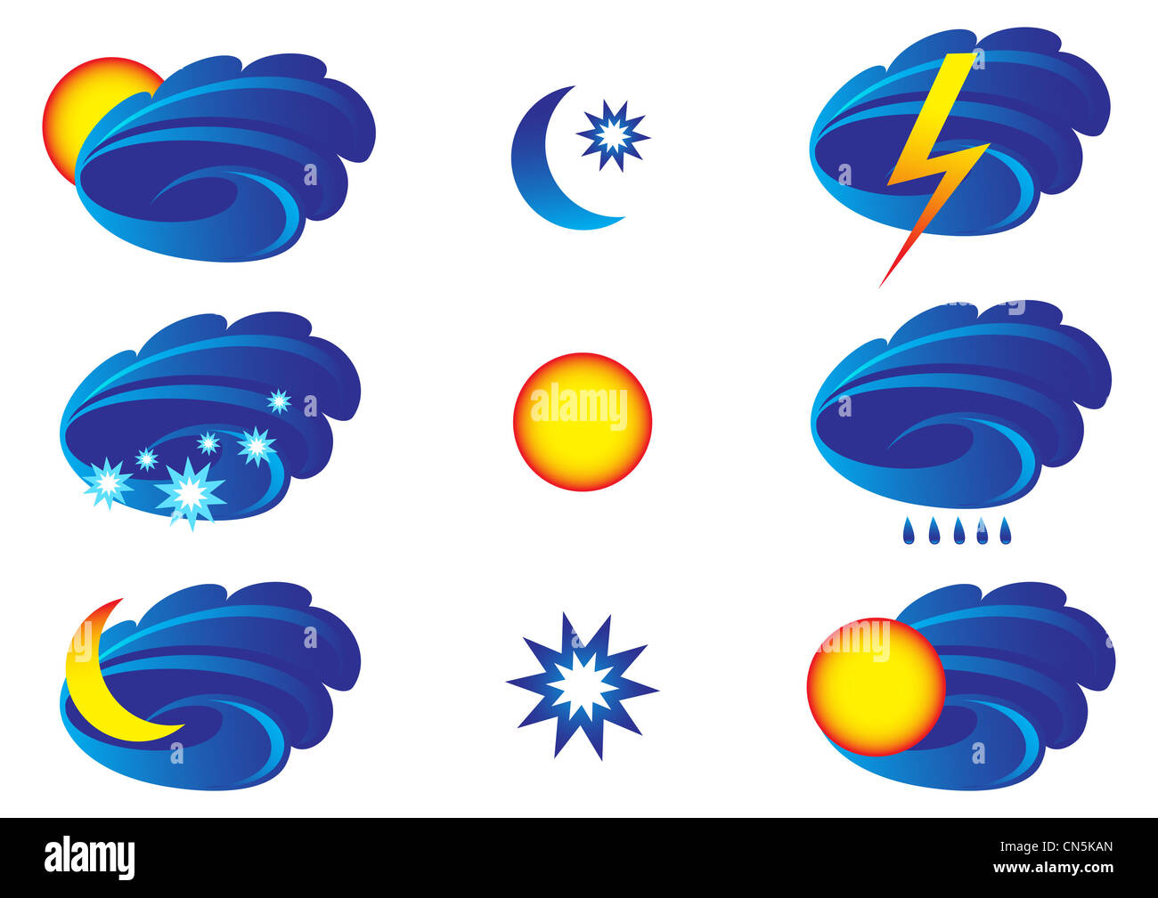 Weather Icons for day and night forecasting Stock Photo - Alamy