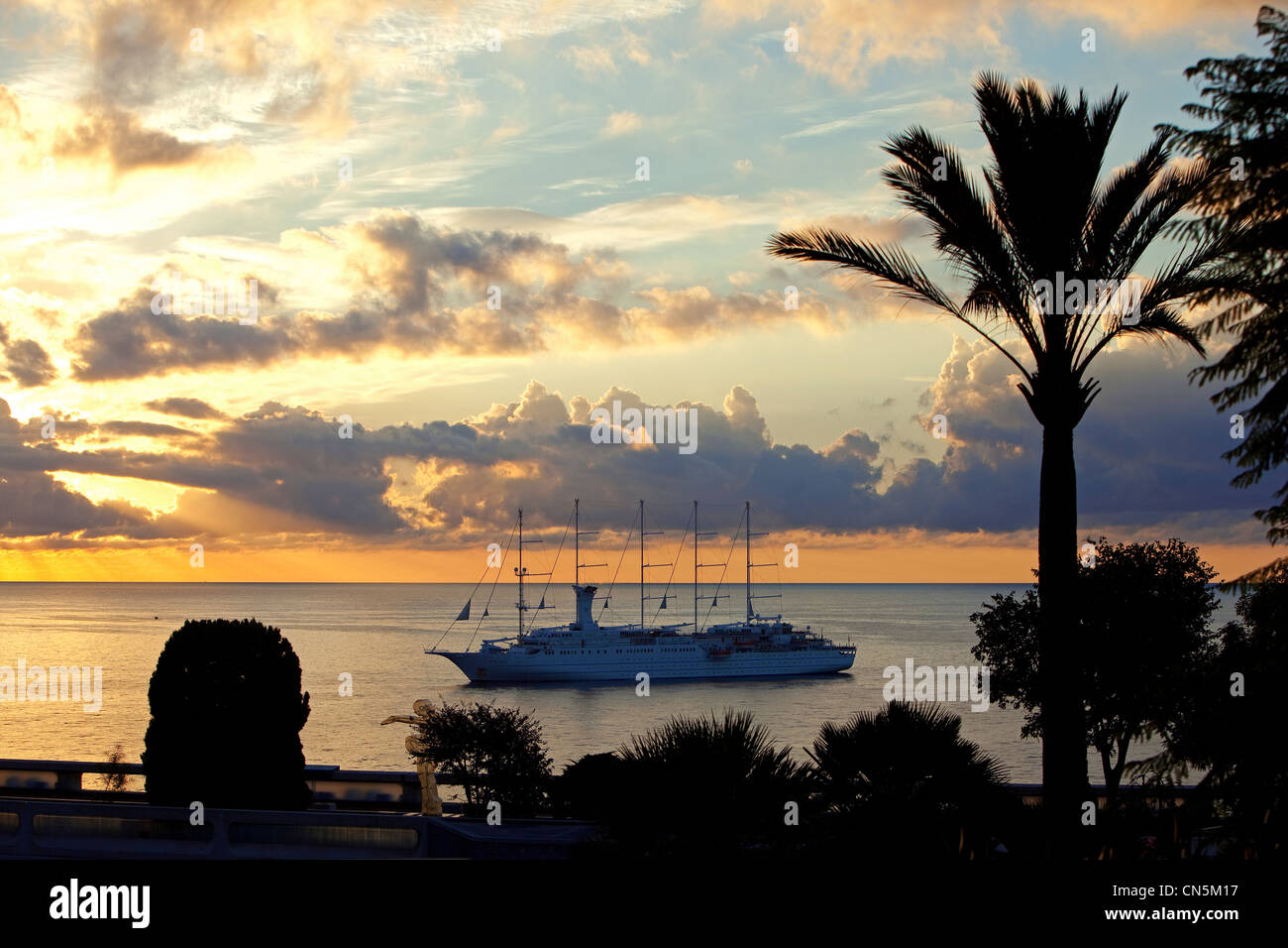 Principality of Monaco, Monaco, cruise ship Club Med Stock Photo