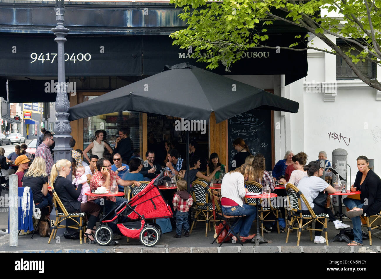 Australia, Victoria, Melbourne, Fitzroy District, the trendy street of Brunswick Street Stock Photo