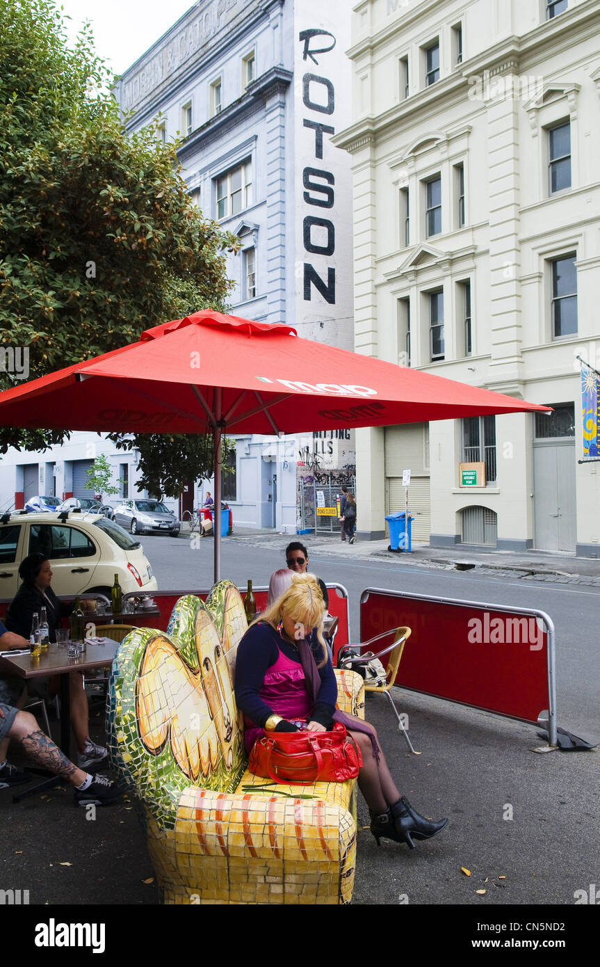 Australia, Victoria, Melbourne, Fitzroy District, the trendy street of Brunswick Street Stock Photo