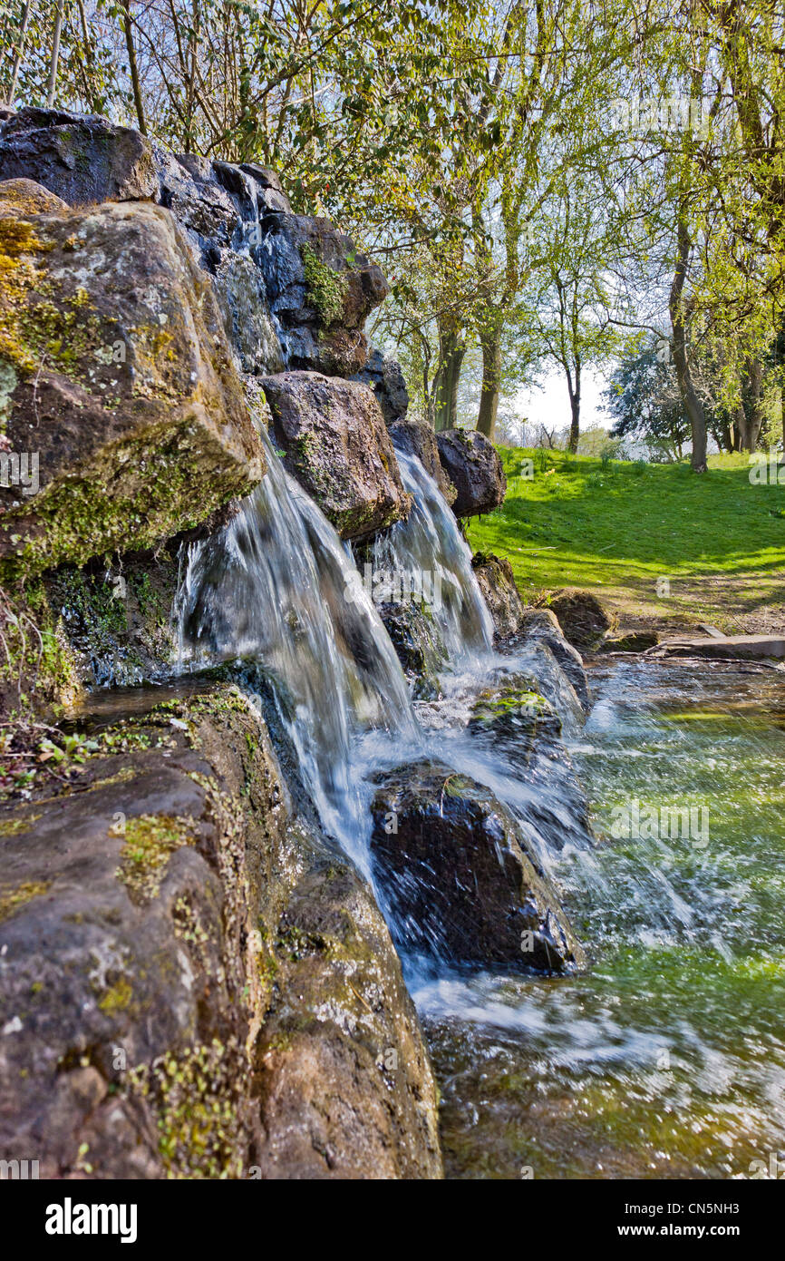 A small waterfall in Hanley park Stoke on Trent Stock Photo Alamy