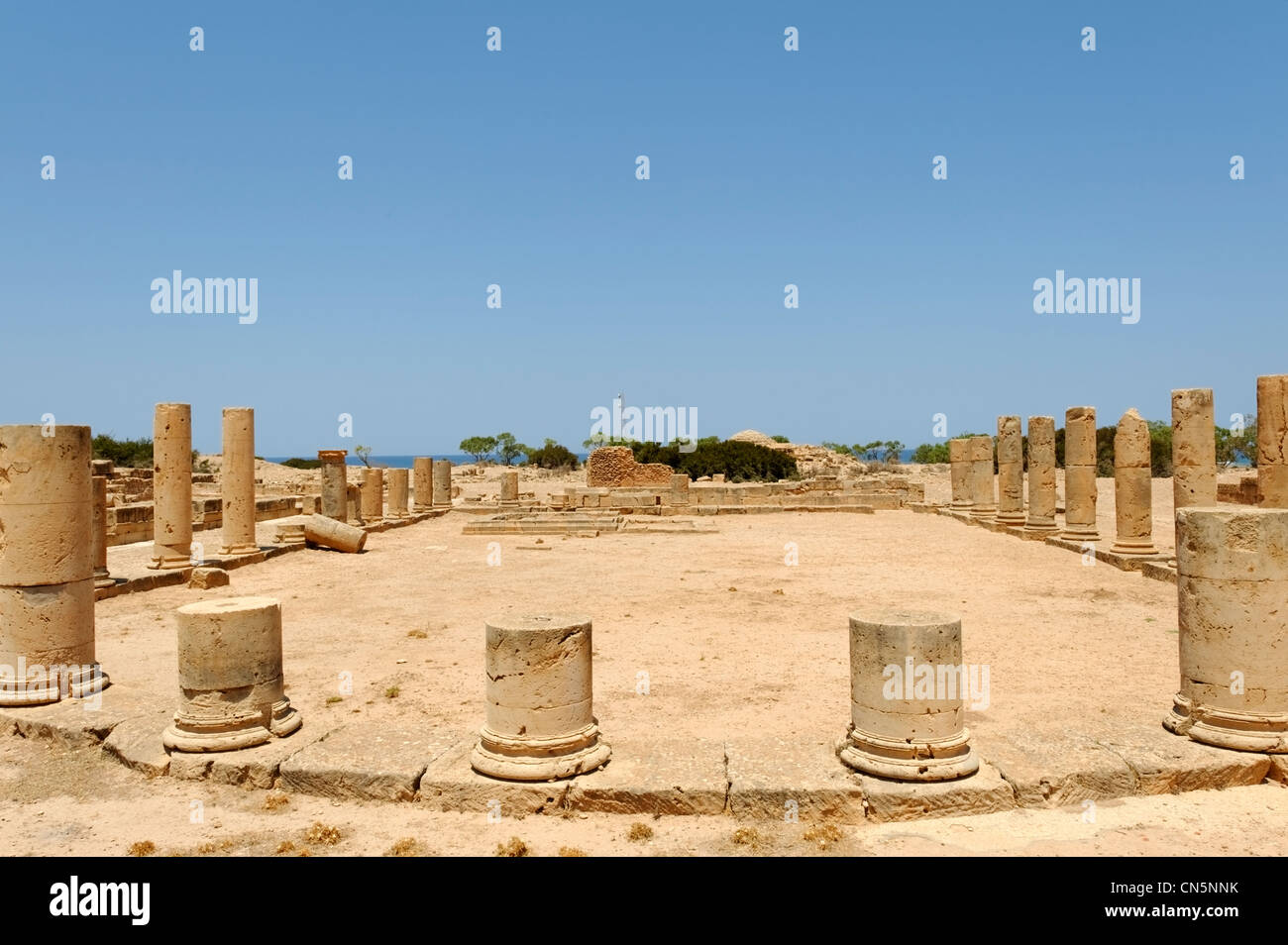 Ptolemais. Cyrenaica. Libya. View of the columned ruins of Roman Villa