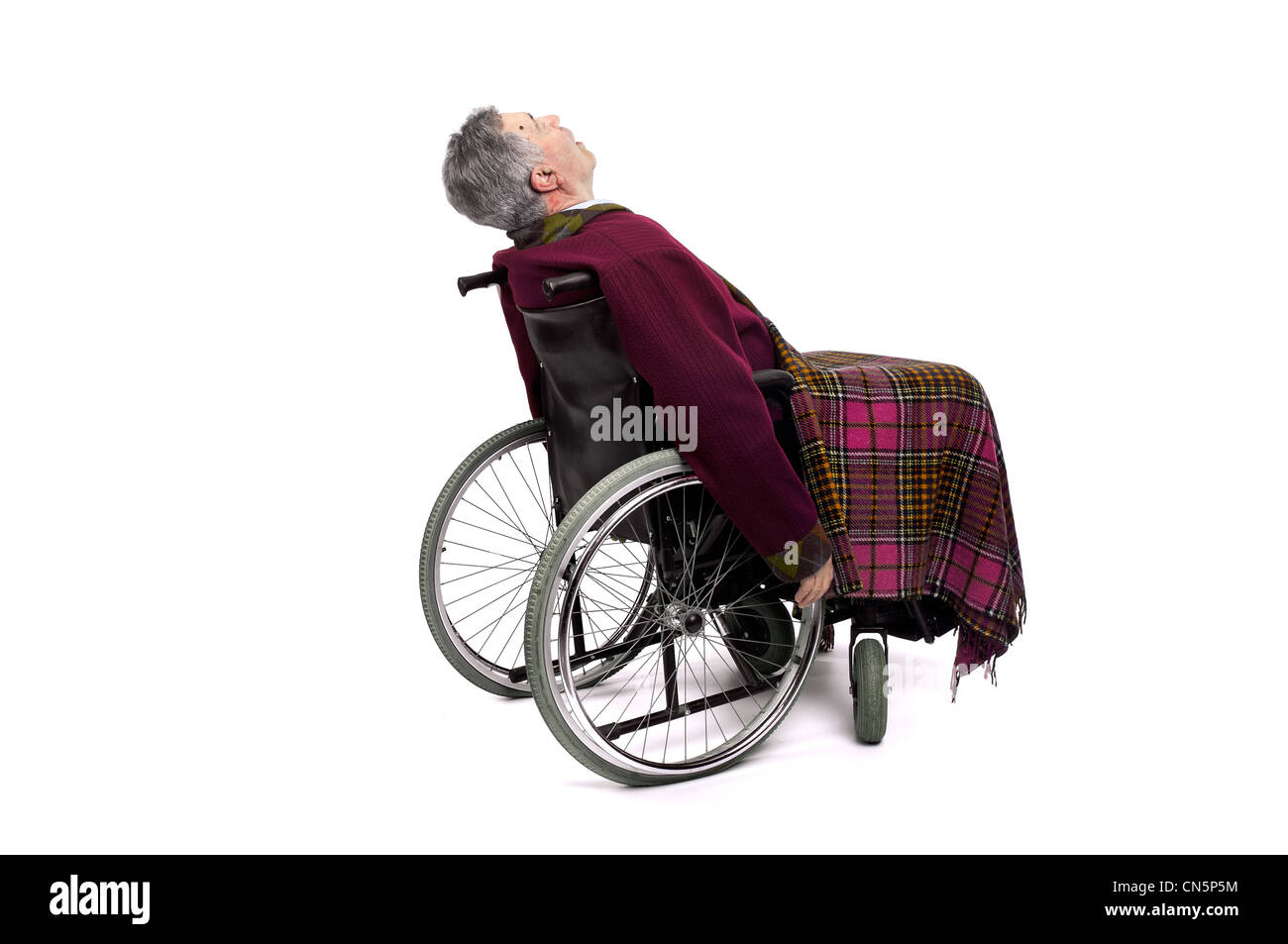 Lonely elderly in a wheelchair Stock Photo Alamy
