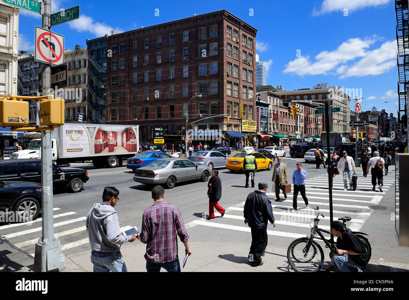 United States, New York City, Manhattan, Canal Street is the link between Tribeca, SoHo and Chinatown Stock Photo