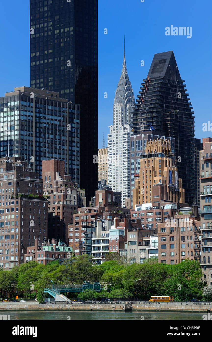 United States, New York City, Manhattan, Midtown, Chrysler Building and the East River Stock Photo
