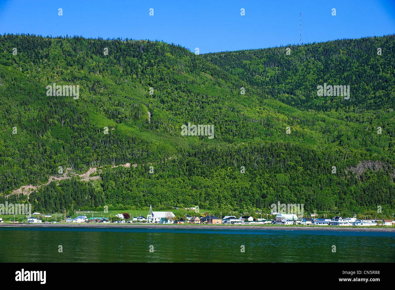 Canada, Quebec province, Gaspe, Mont St Pierre, the St Lawrence river