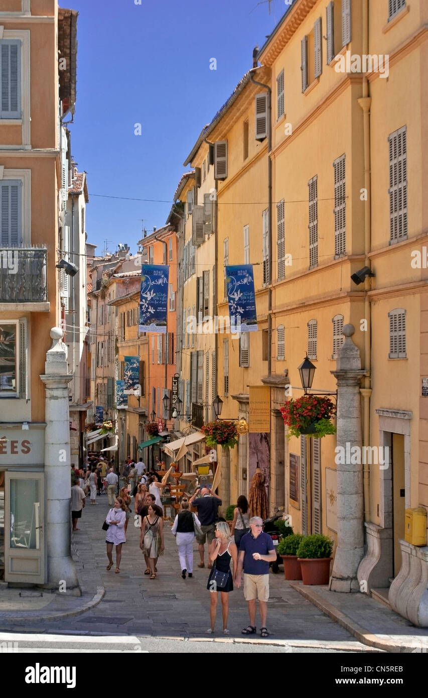 France, Alpes Maritimes, Grasse, Rue Jean Ossola in the old town Stock Photo