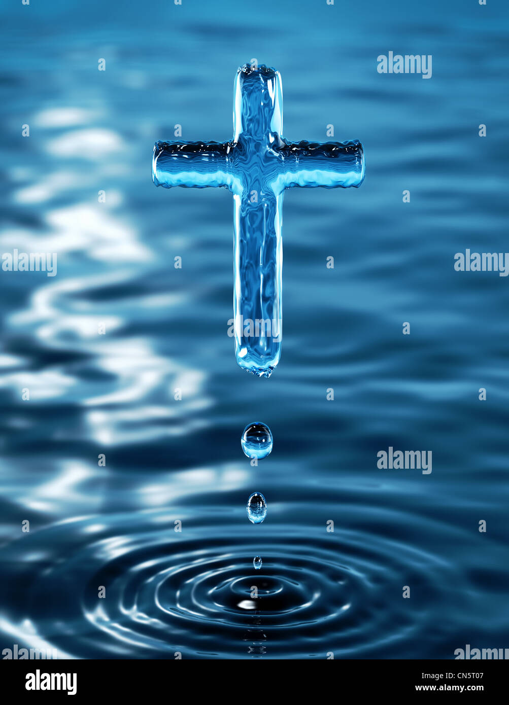 Christian water holy cross Stock Photo - Alamy