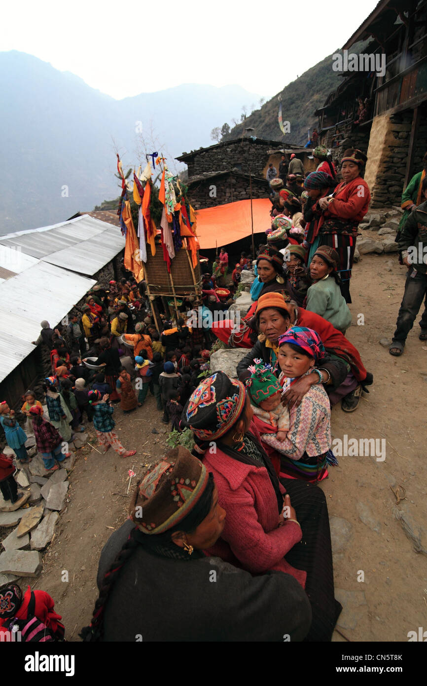 Nepali rural Tamang people during a funeral ceremony Nepal Stock Photo Alamy