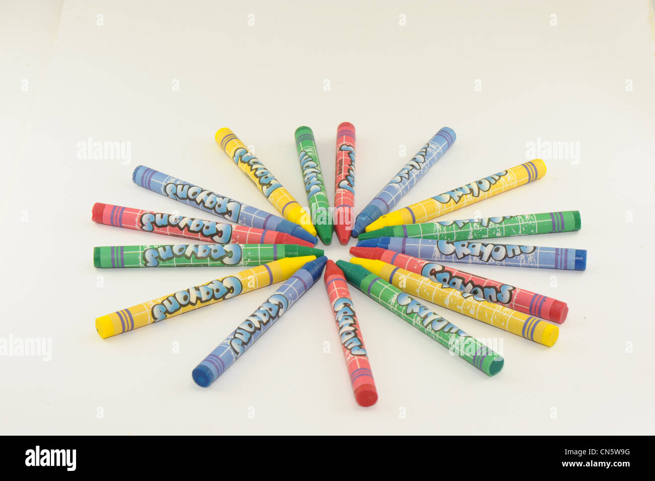colored wax crayons taken on a white background Stock Photo - Alamy