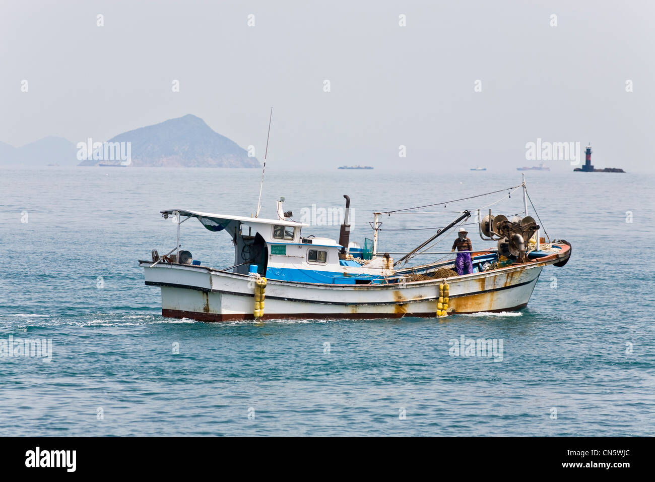 South Korea, South Jeolla Province, Yeosu, nightview of the street and of a motel's sign near the harbour Stock Photo