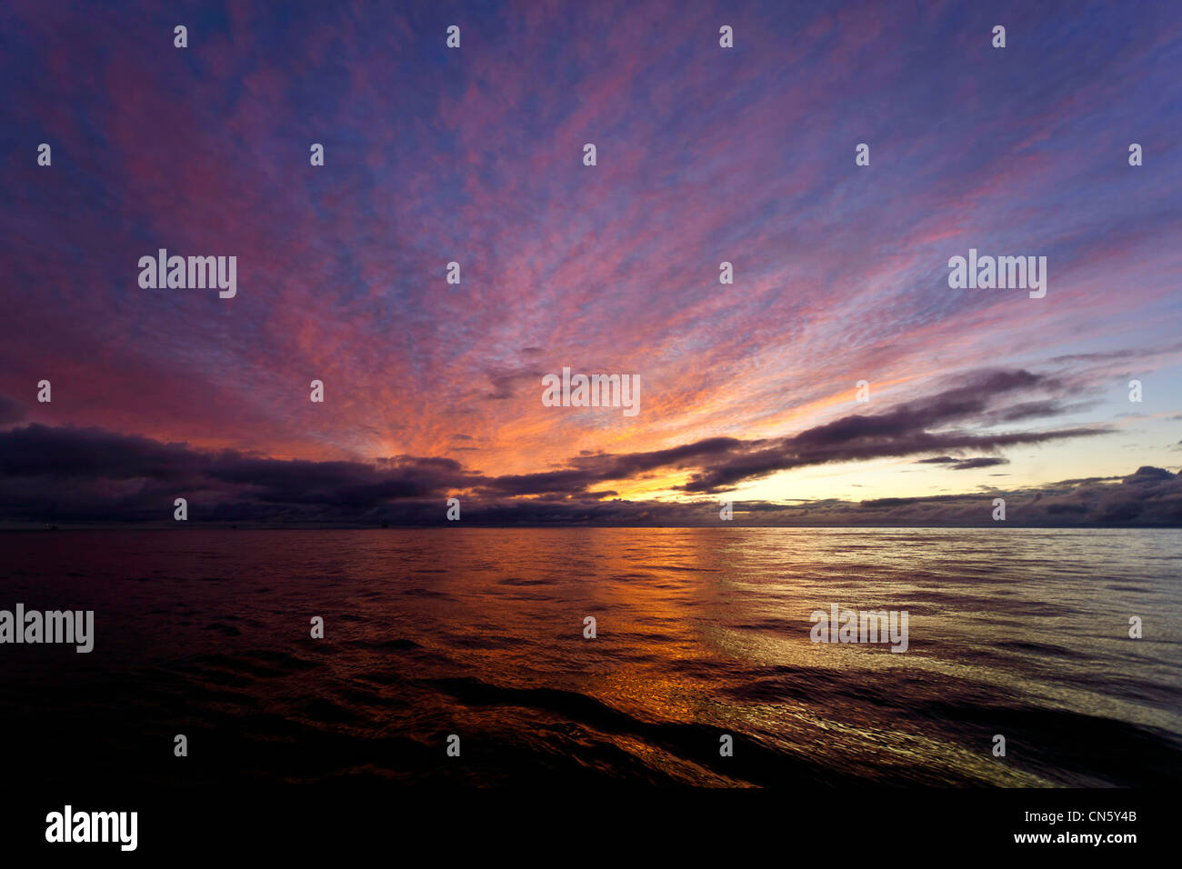 sun set north sea Stock Photo
