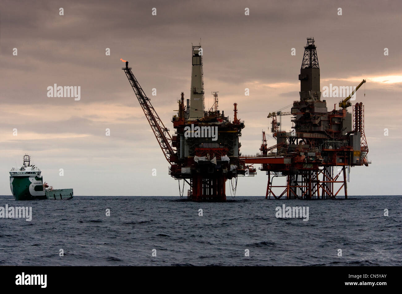 supply ship Bourbon Mistral unloads at the BP rig Valhall Stock Photo ...