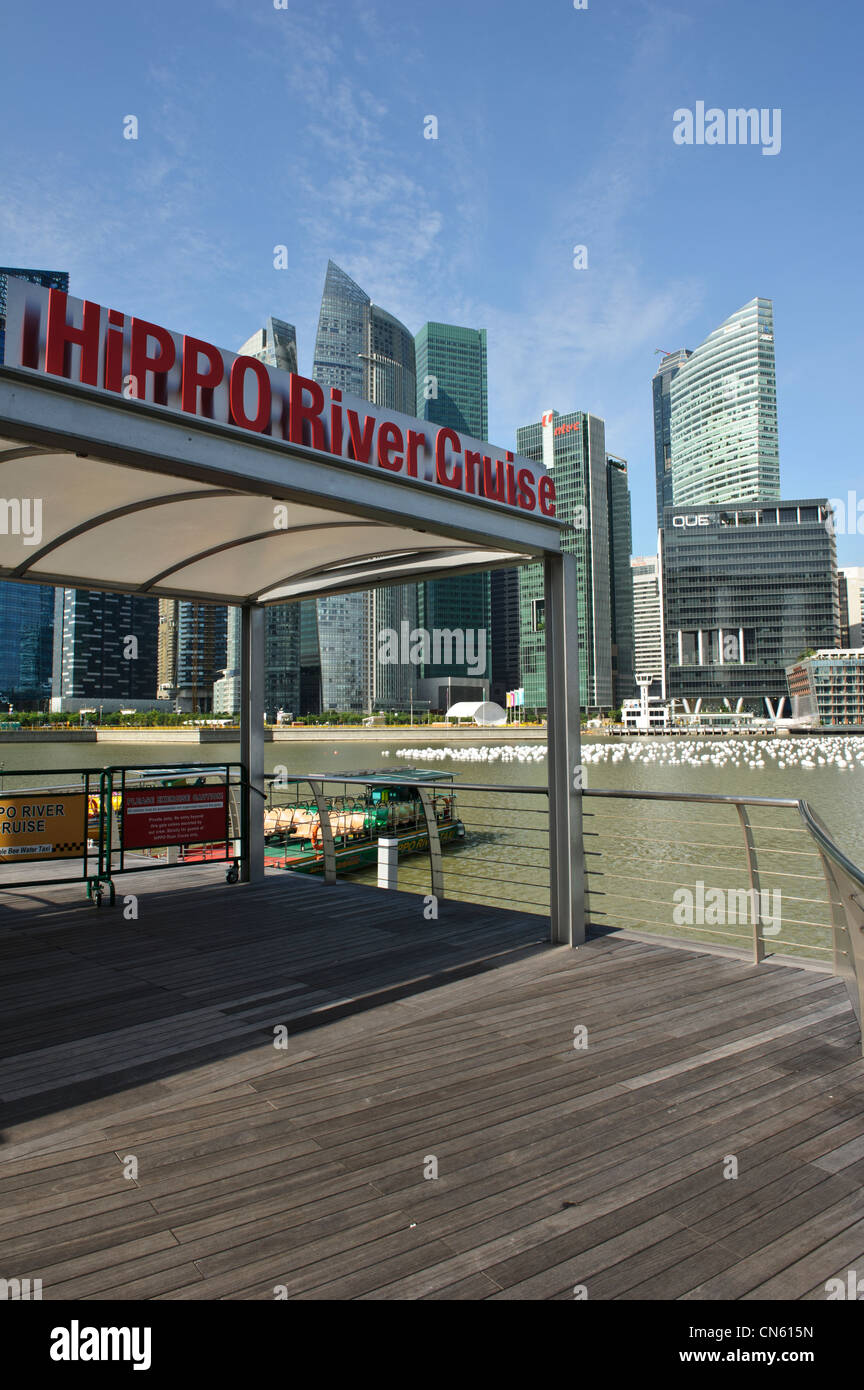 Hippo River Cruise Pier, Marina Bay, Singapore. Stock Photo