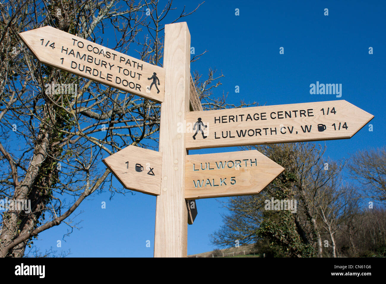 signpost lulworth cove dorset england Stock Photo