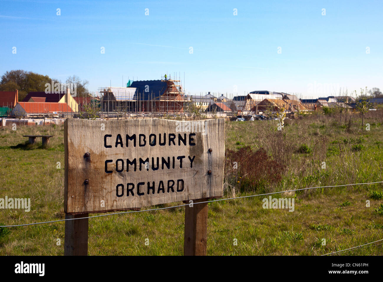 Cambourne Community Orchard sign Cambridgeshire England Stock Photo Alamy