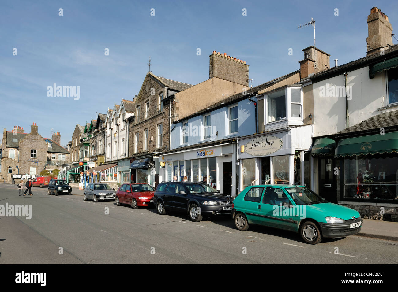 Arnside village shops Cumbria Stock Photo Alamy