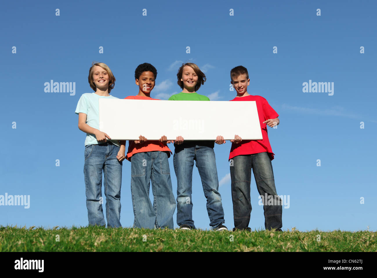 Teenage boy blank sign hi-res stock photography and images - Alamy