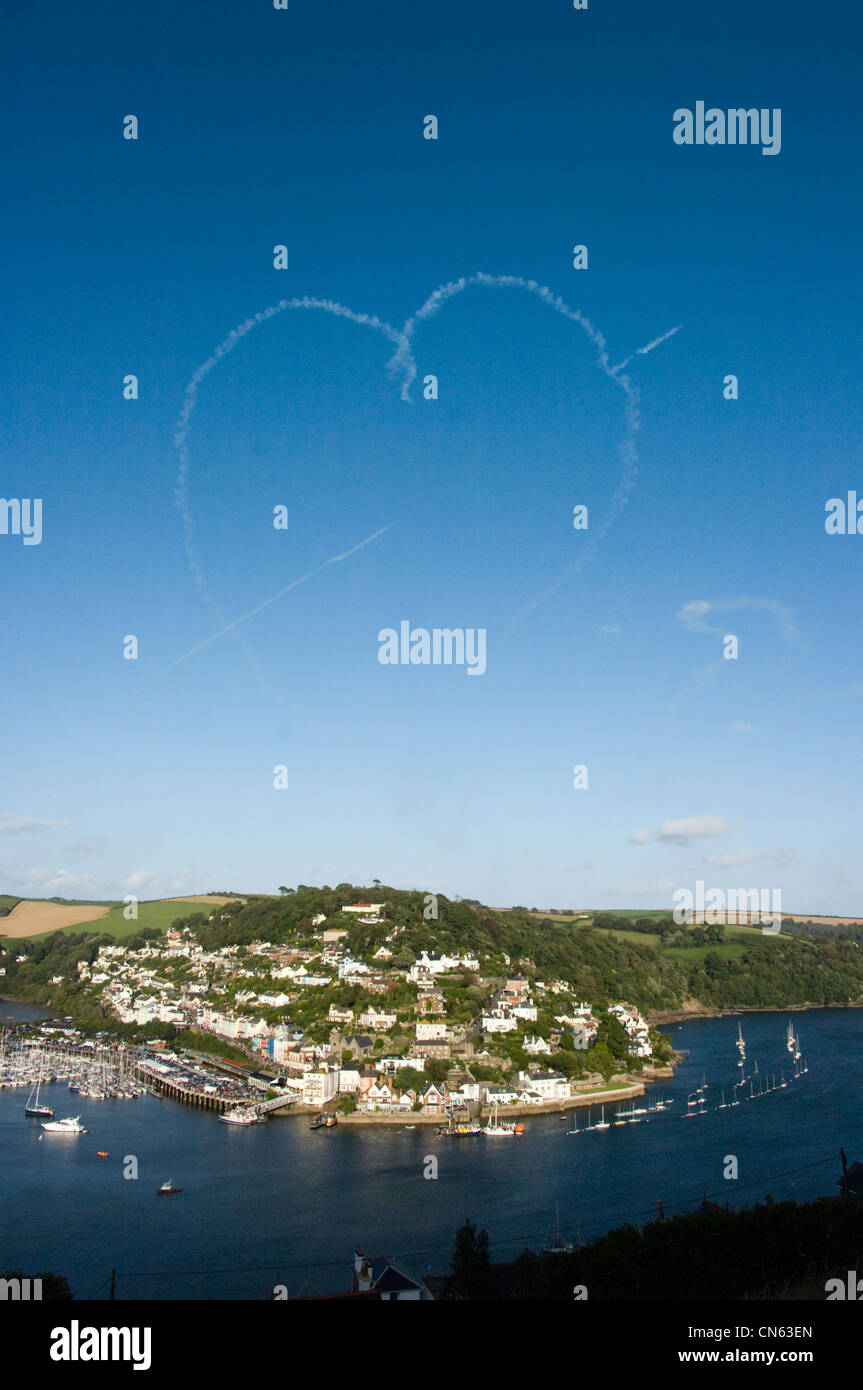 The RAF "Red Arrows" aerobatic display team create a scenic heart over