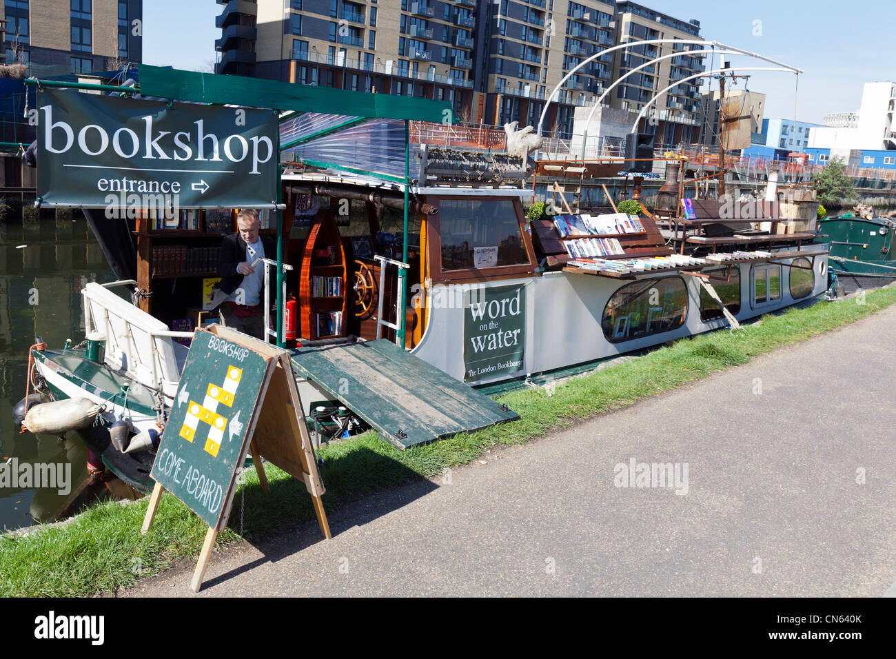 Word & Water on a canal boat near Meath Bridge, Mile End Park