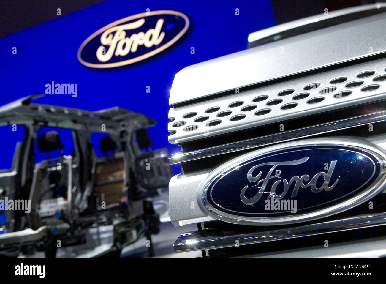 The Ford booth at the 2012 Washington Auto Show. Stock Photo