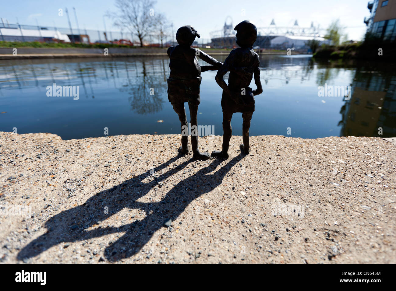 Small bronze sculptures near The 2012 London Olympic Stadium from the