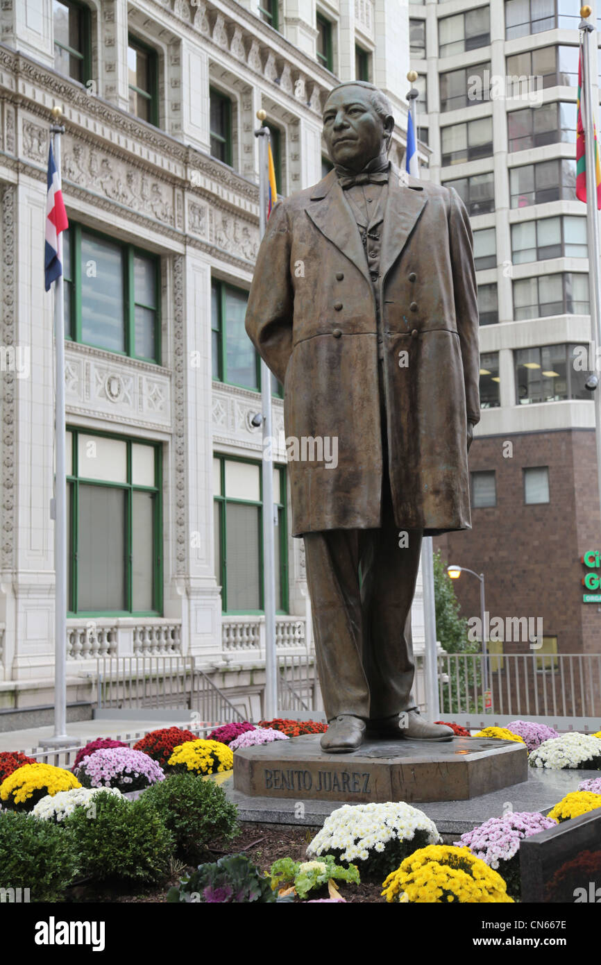 Statue of Mexican President Benito Juarez in Chicago, Illinois usa USA United States of America Stock Photo