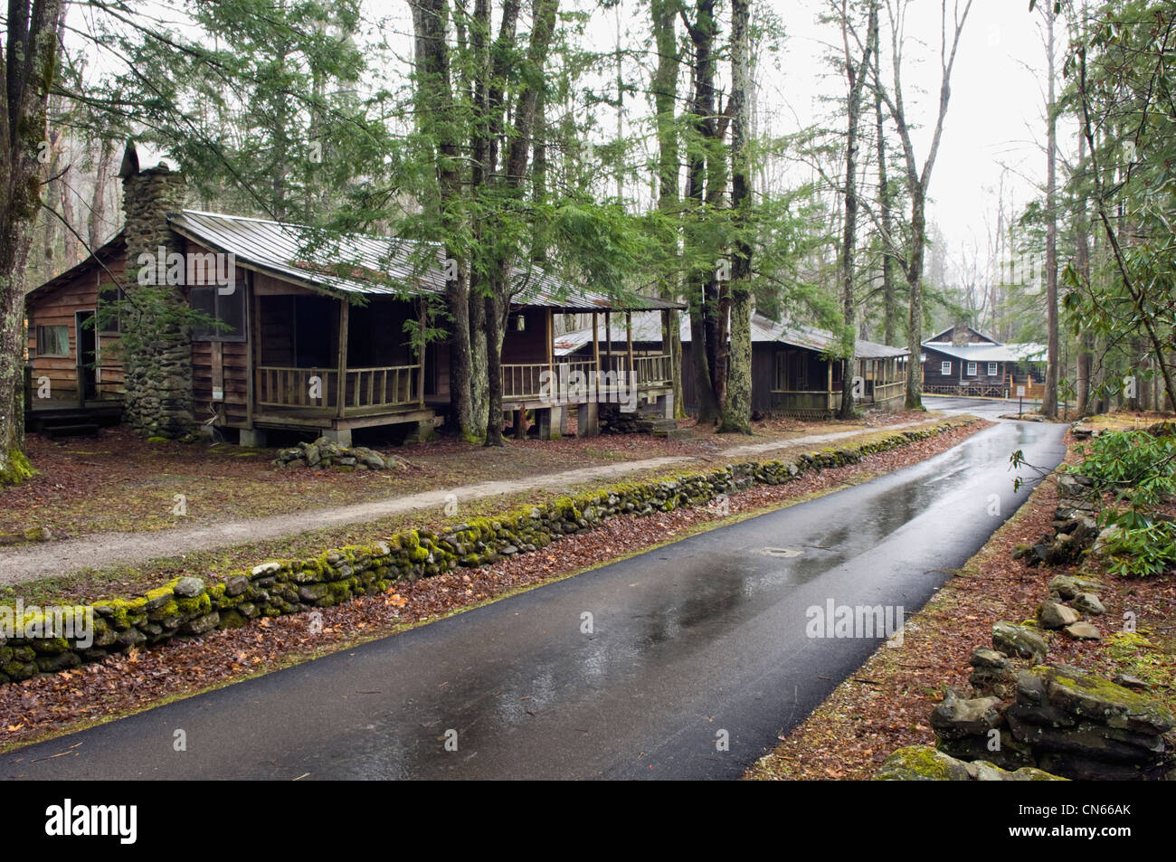 Cabins and the Appalachian Clubhouse at Millionaires Row in Elkmont