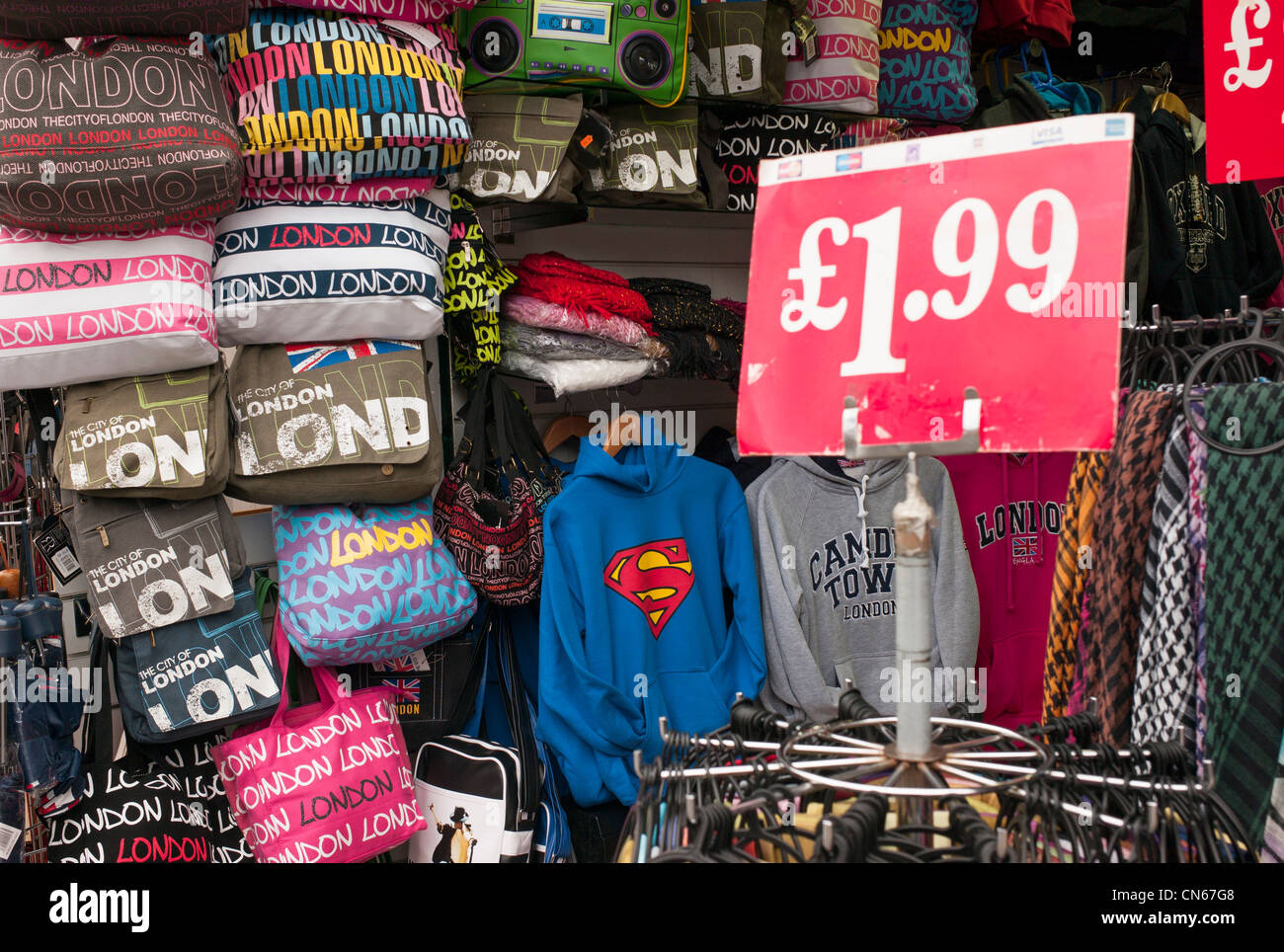 Close up photograph of London souvenirs in shop in Camden market