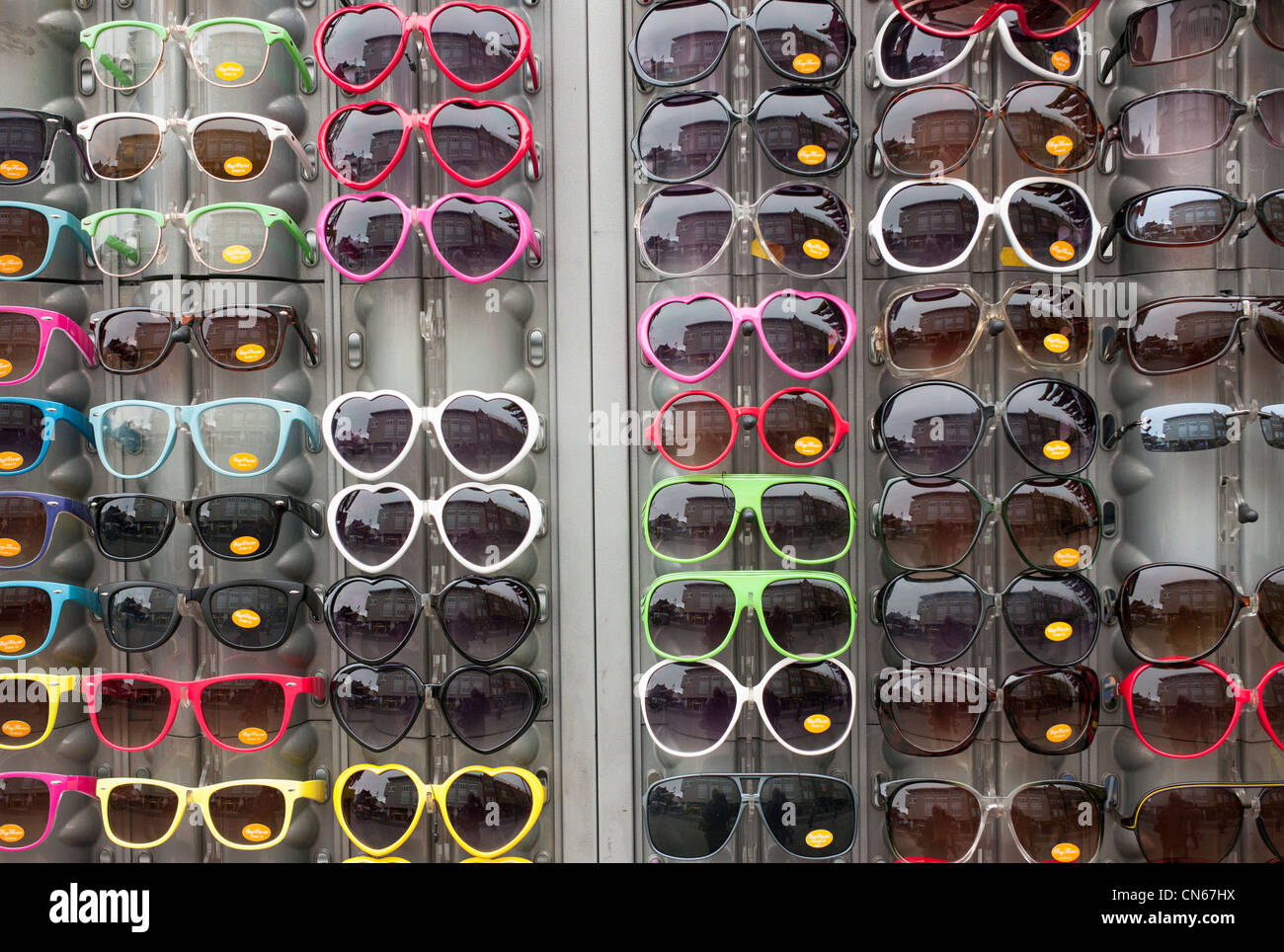 Funky sunglasses on display Camden Market, Camden Town, London England Stock Photo