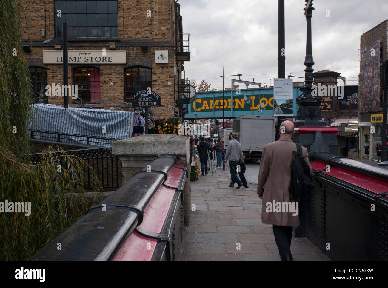 Camden Lock, Camden Market on a dull day. Stock Photo