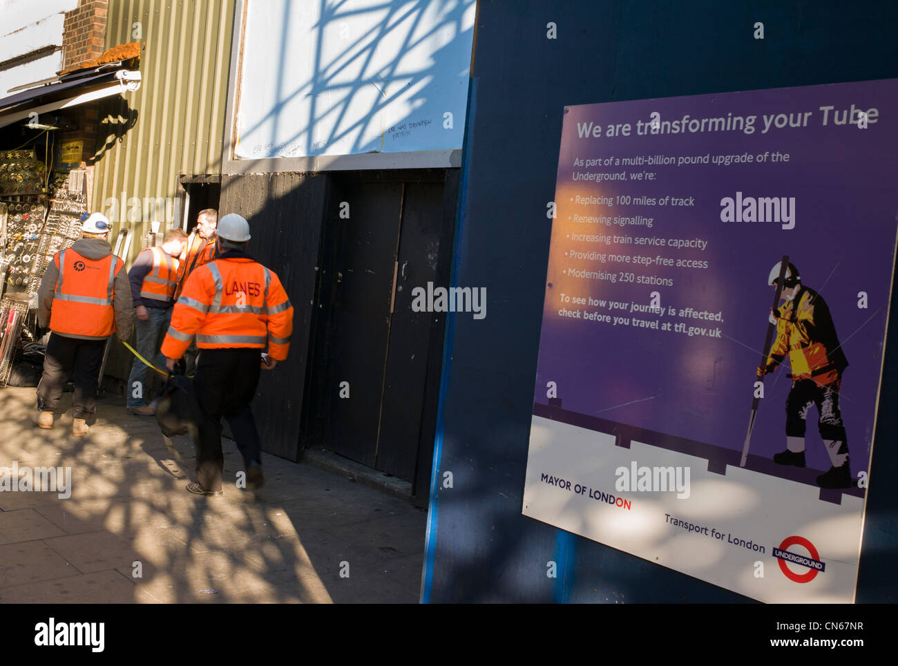 British workman at Camden Town Tube station Stock Photo