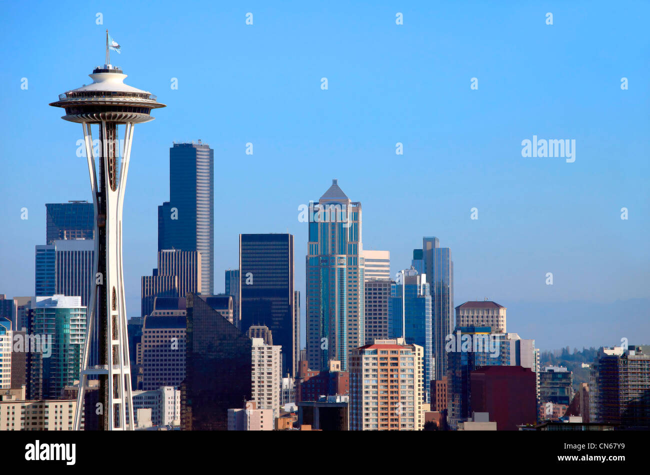 Seattle skyline portraits, WA. state. Stock Photo
