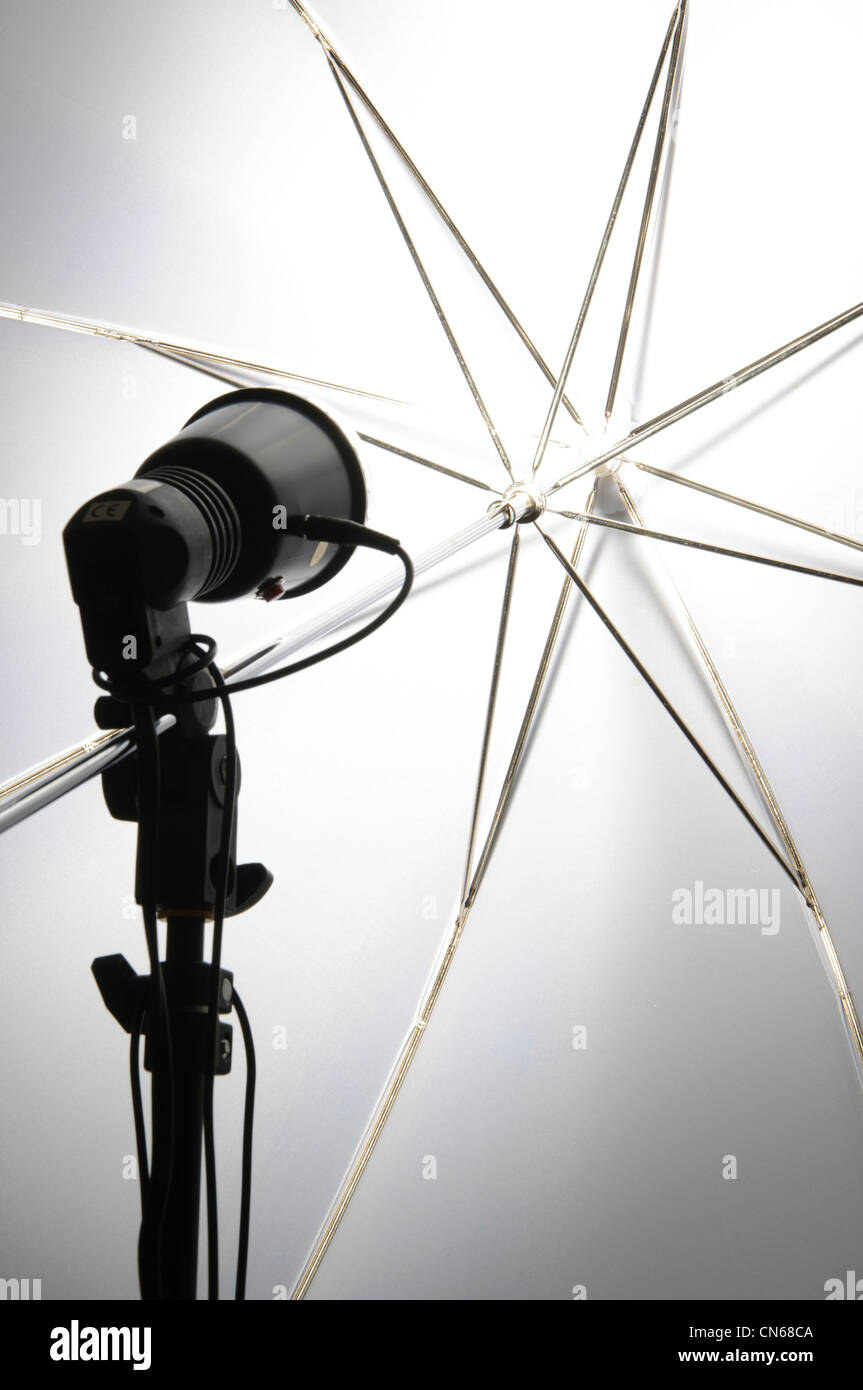 Photography set up with umbrella Stock Photo
