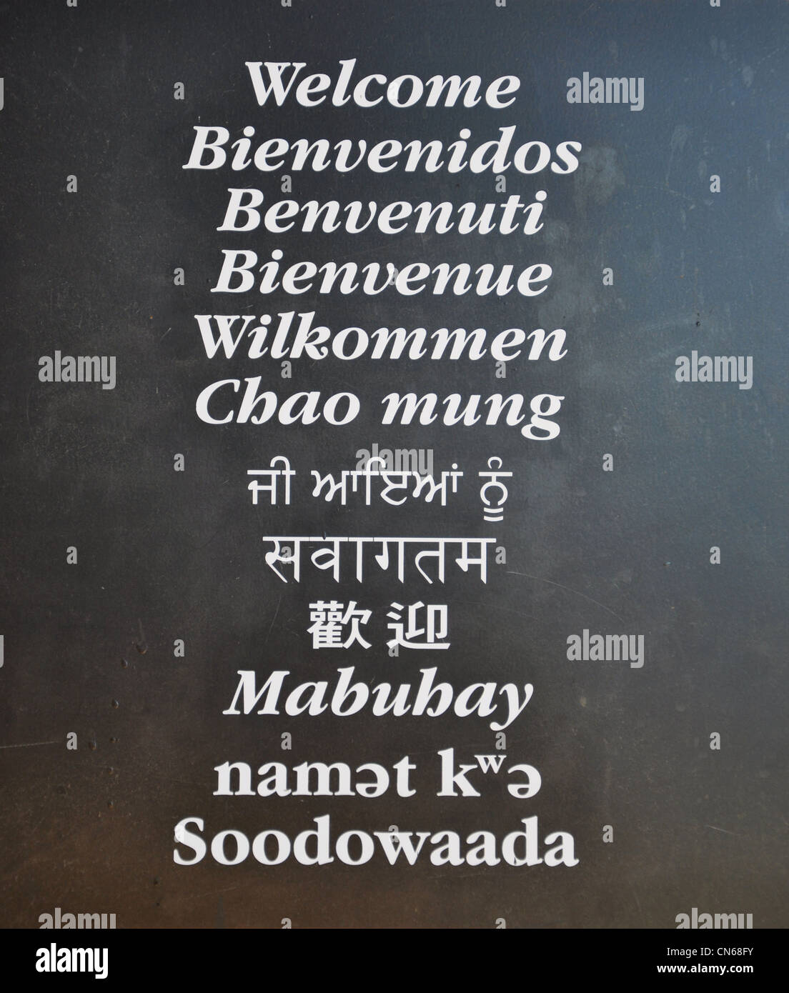Multi-language Wellcome board Stock Photo