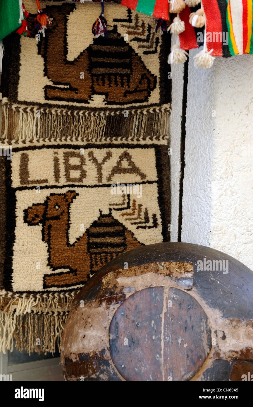 Tripoli. Libya. View inside the medina of handicrafts items for sale as