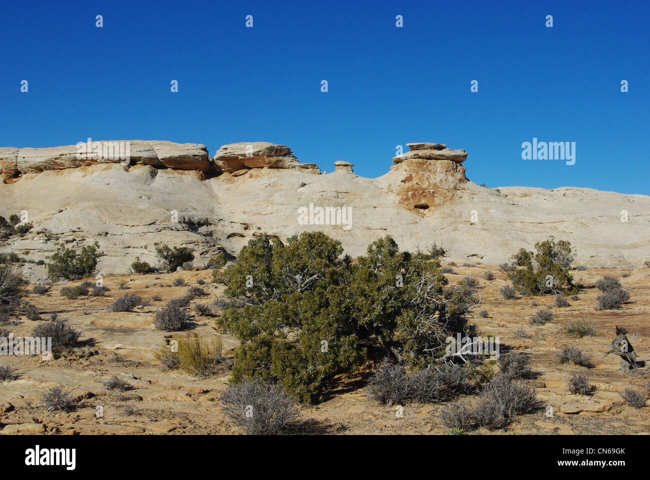 Rocks and blue sky near Secret Spire, Utah Stock Photo