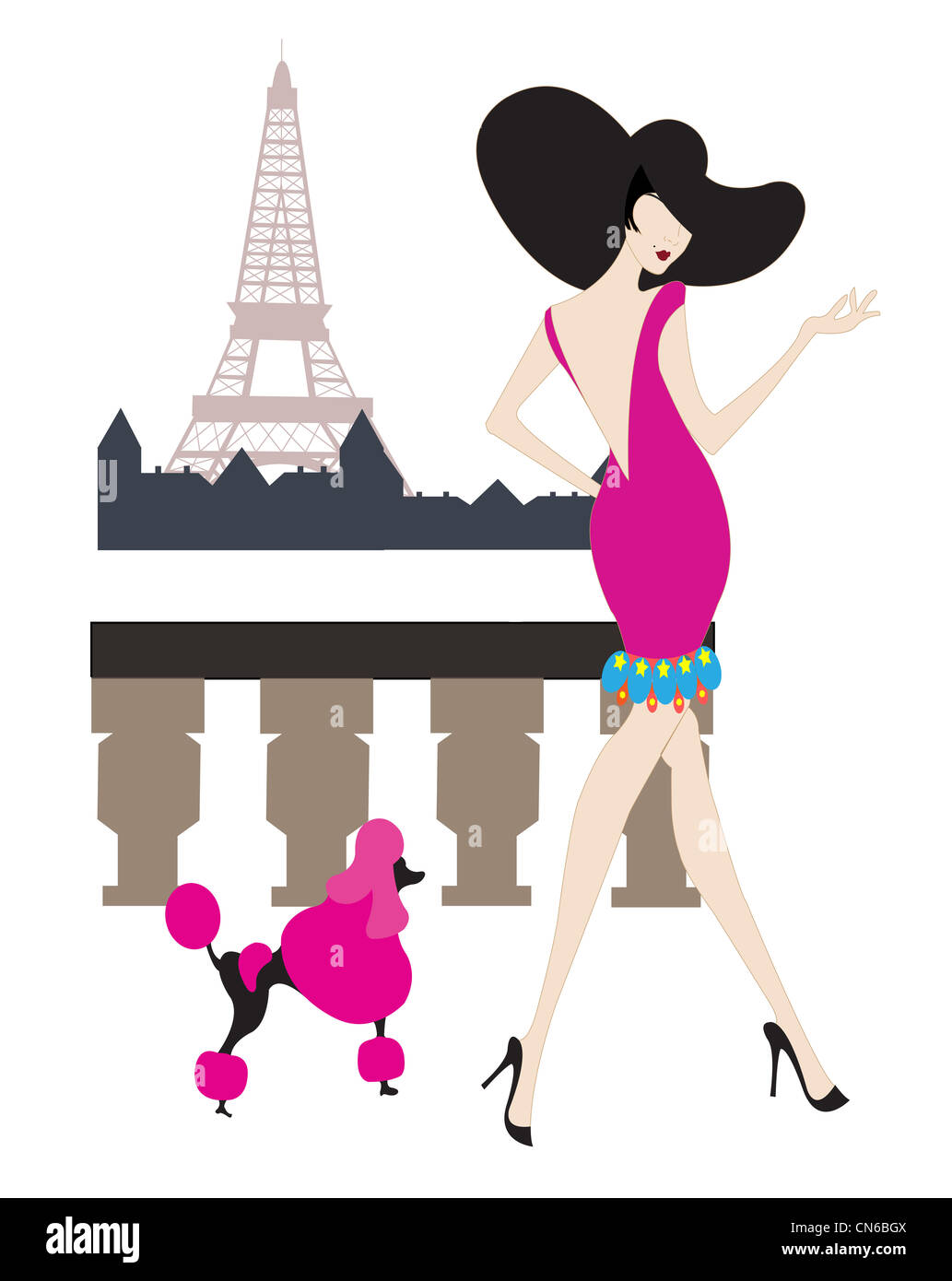 Eiffel Tower Pattern Print Women Long Robe