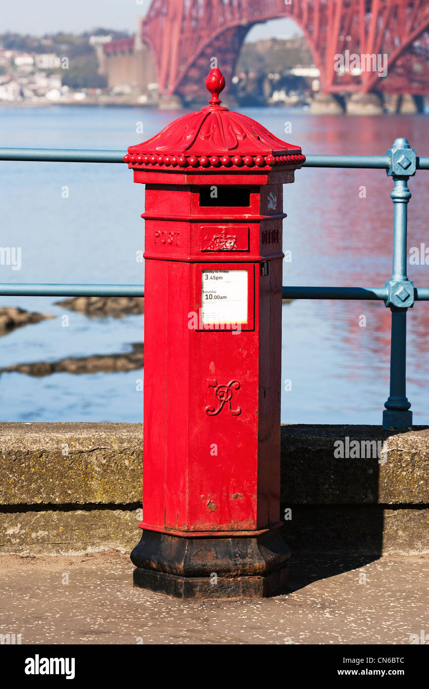 An old Victorian red Royal Mail postbox, Queensferry, West Lothian, Scotland. Stock Photo