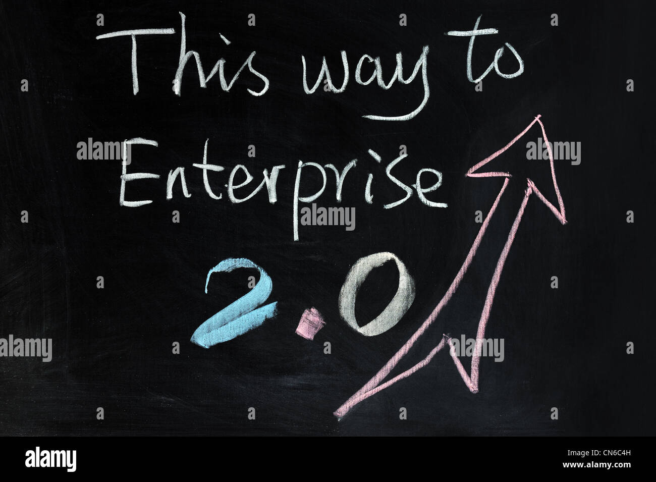 Chalk drawing - This way to Enterprise 2.0 Stock Photo