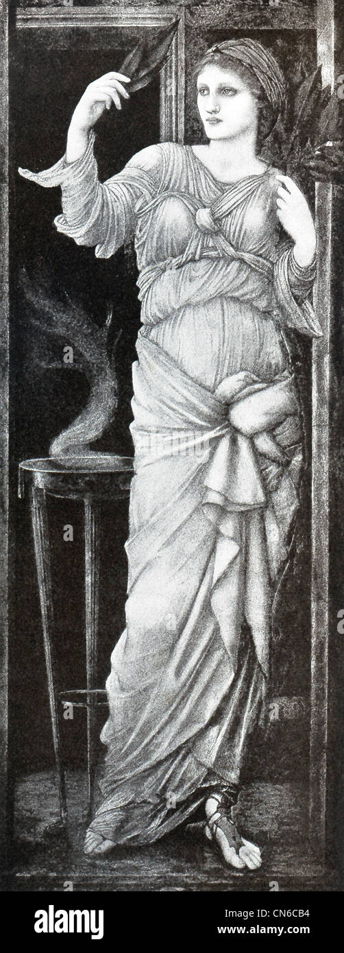 Pictured here is the Delphic Sybil, a mythical Greek figure who made prophecies, by British artist Sir Edward Burne-Jones. Stock Photo
