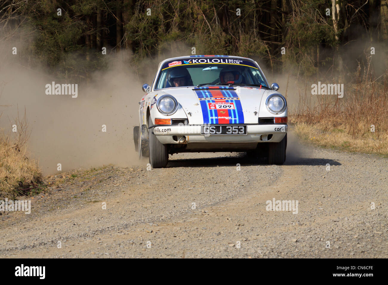 A rally car in the Dyfnant Forest During the Bulldog Rally 2012 Stock ...