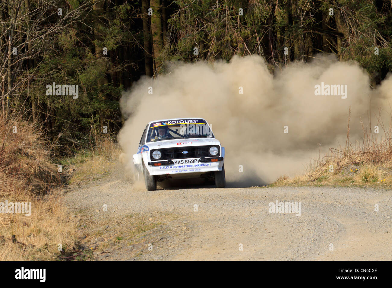 A rally car in the Dyfnant Forest During the Bulldog Rally 2012 Stock ...
