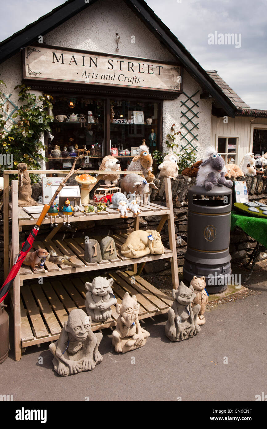 UK, Cumbria, Lake District, Hawkshead village, Main Street arts and