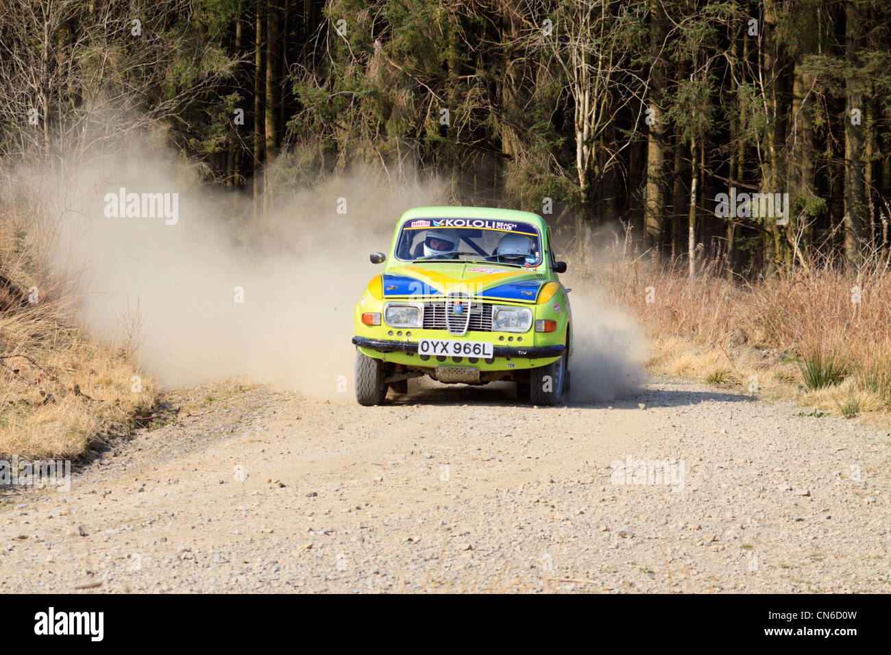 A rally car in the Dyfnant Forest During the Bulldog Rally 2012 Stock ...