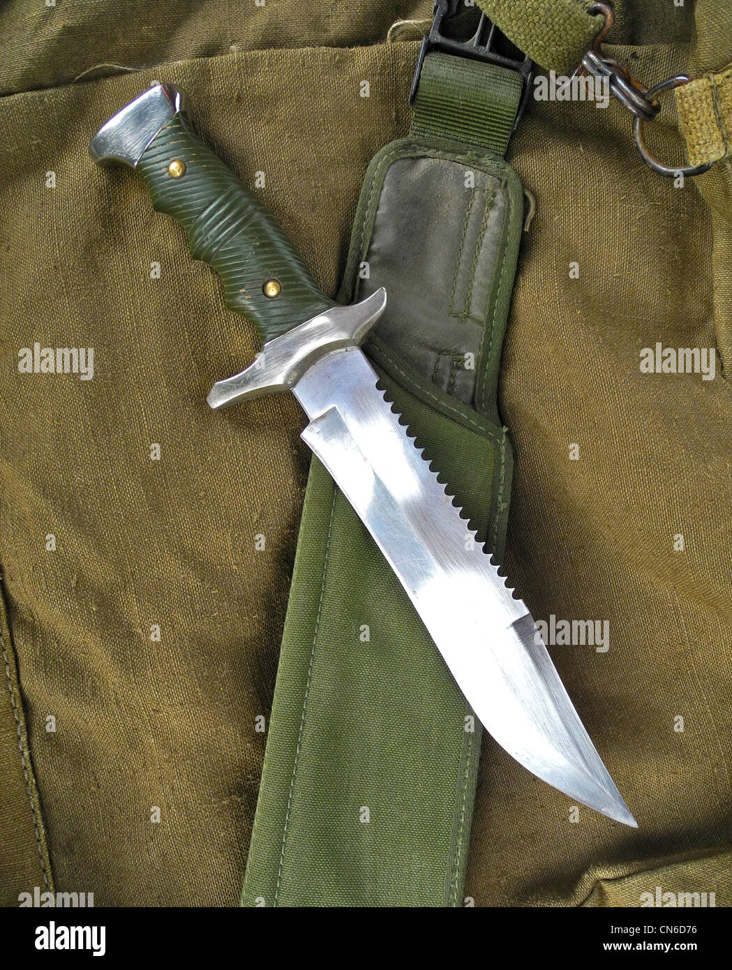 A combat military knife used as a weapon in close combat. Stock Photo