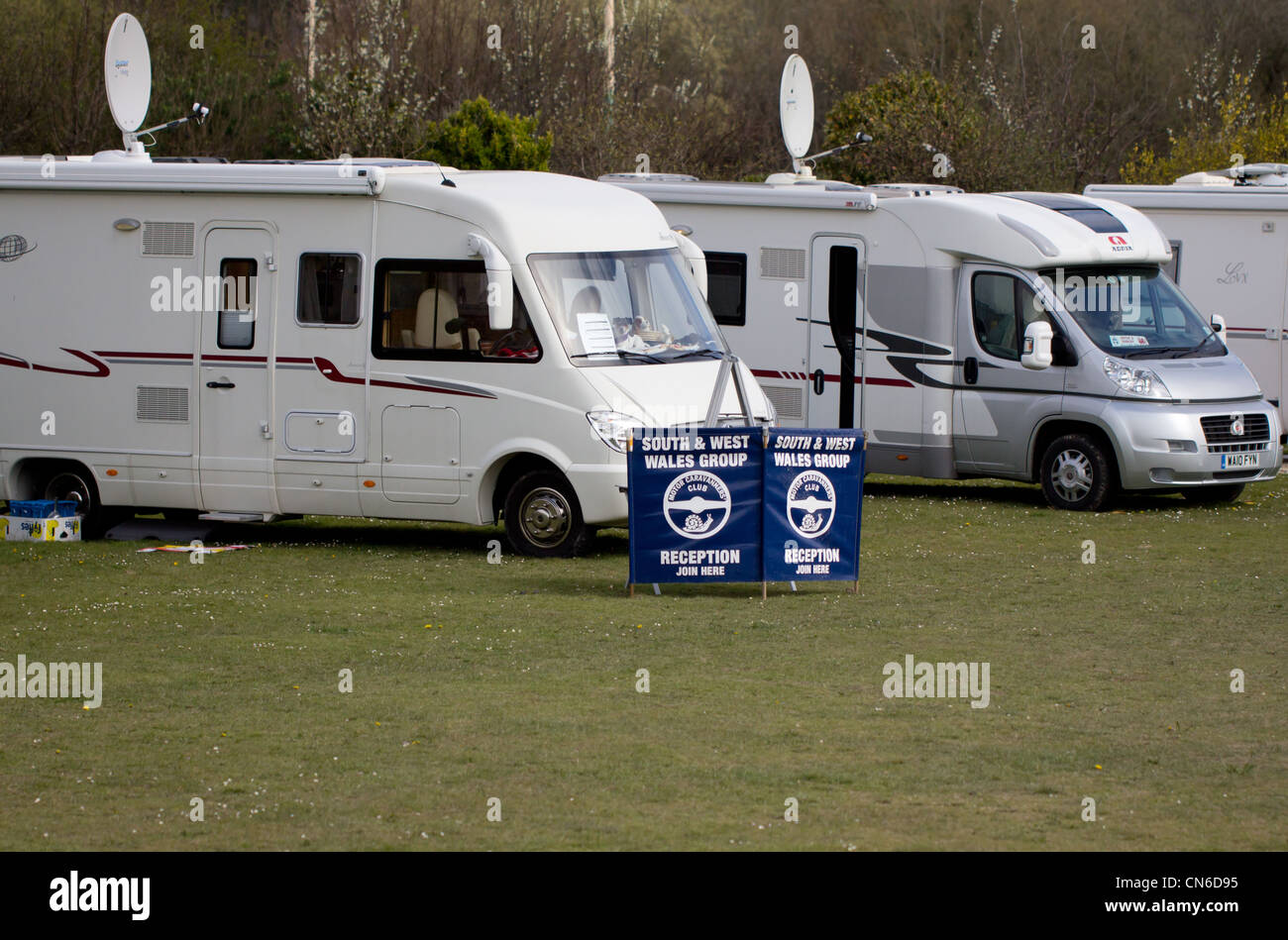 South and West Wales caravan club meet in a field at  Aberystwyth Stock Photo