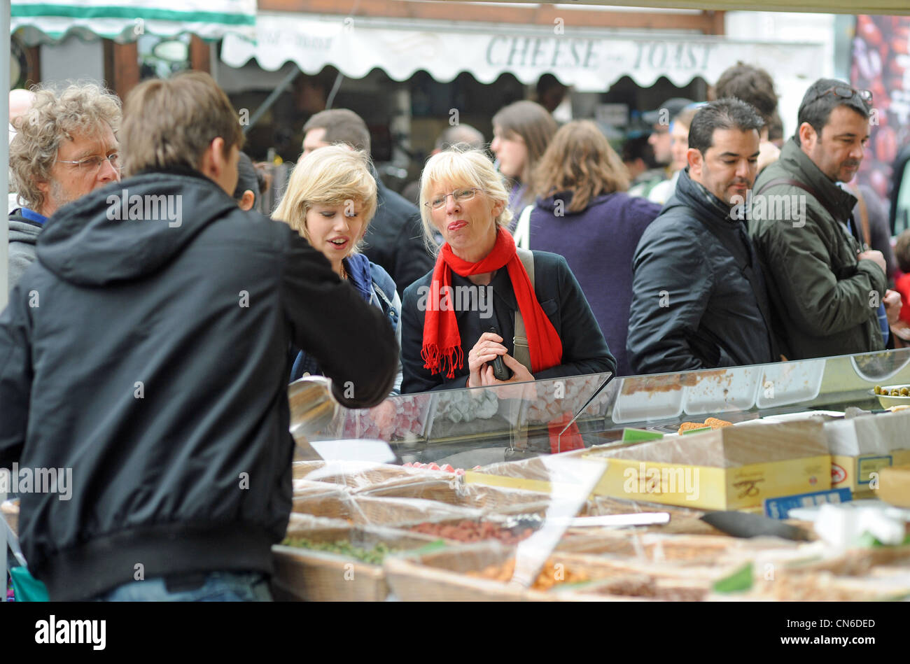 Customers being served at a stall at the Brighton and Hove City Food and Drink Festival UK Stock Photo