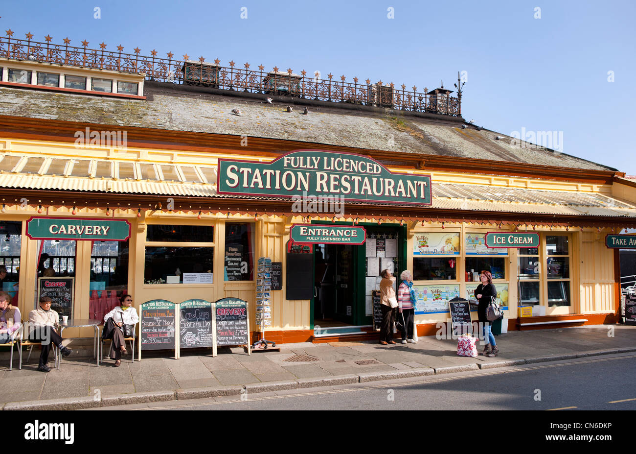 The station restaurant in Dartmouth, Devon. Stock Photo