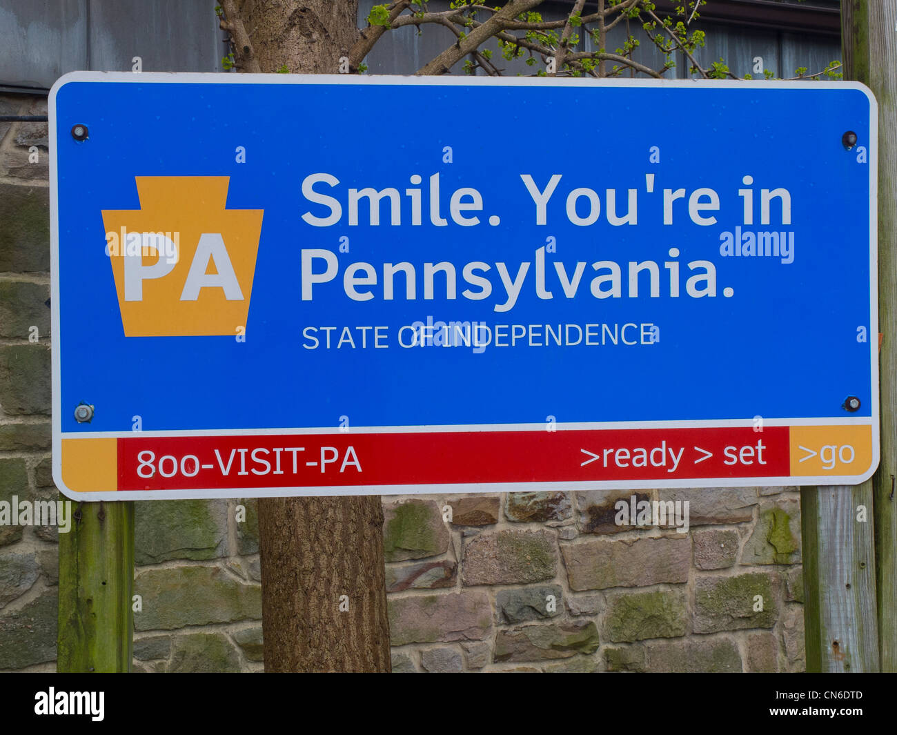 Smile you're in Pennsylvania welcome sign Stock Photo